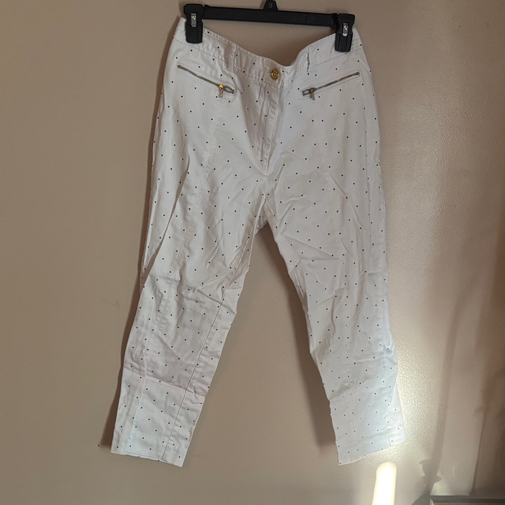 Jones New York White Pants with Black Dots